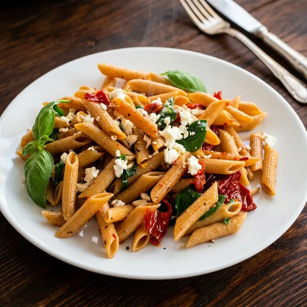 New York Pizzeria Baked Mediterranean Penne pasta with pesto and chicken
